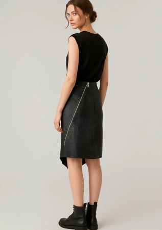 Кожаная стрейч юбка (BlackS)
