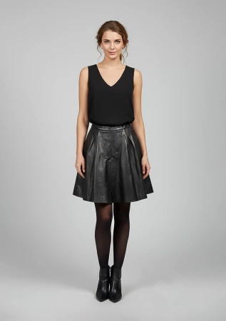 Кожаная стрейч юбка (Nero, S)