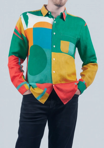 Рубашка муж Yellow red green