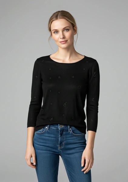 Пуловер жен (Black, XL)